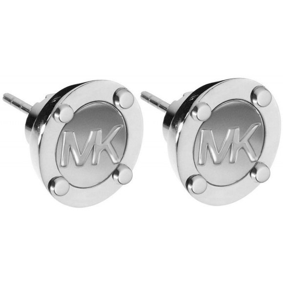 Michael Kors Heritage Logo Silver Stud Earrings - Picture 1 of 6